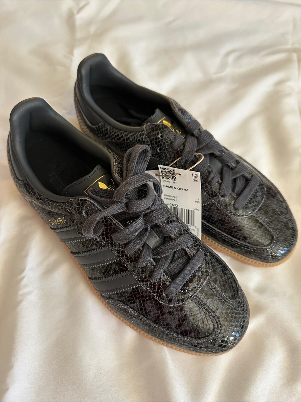 adidas Women’s Samba OG W Women’s Shoes - Snakeskin Charcoal Black - Picture 2 of 4